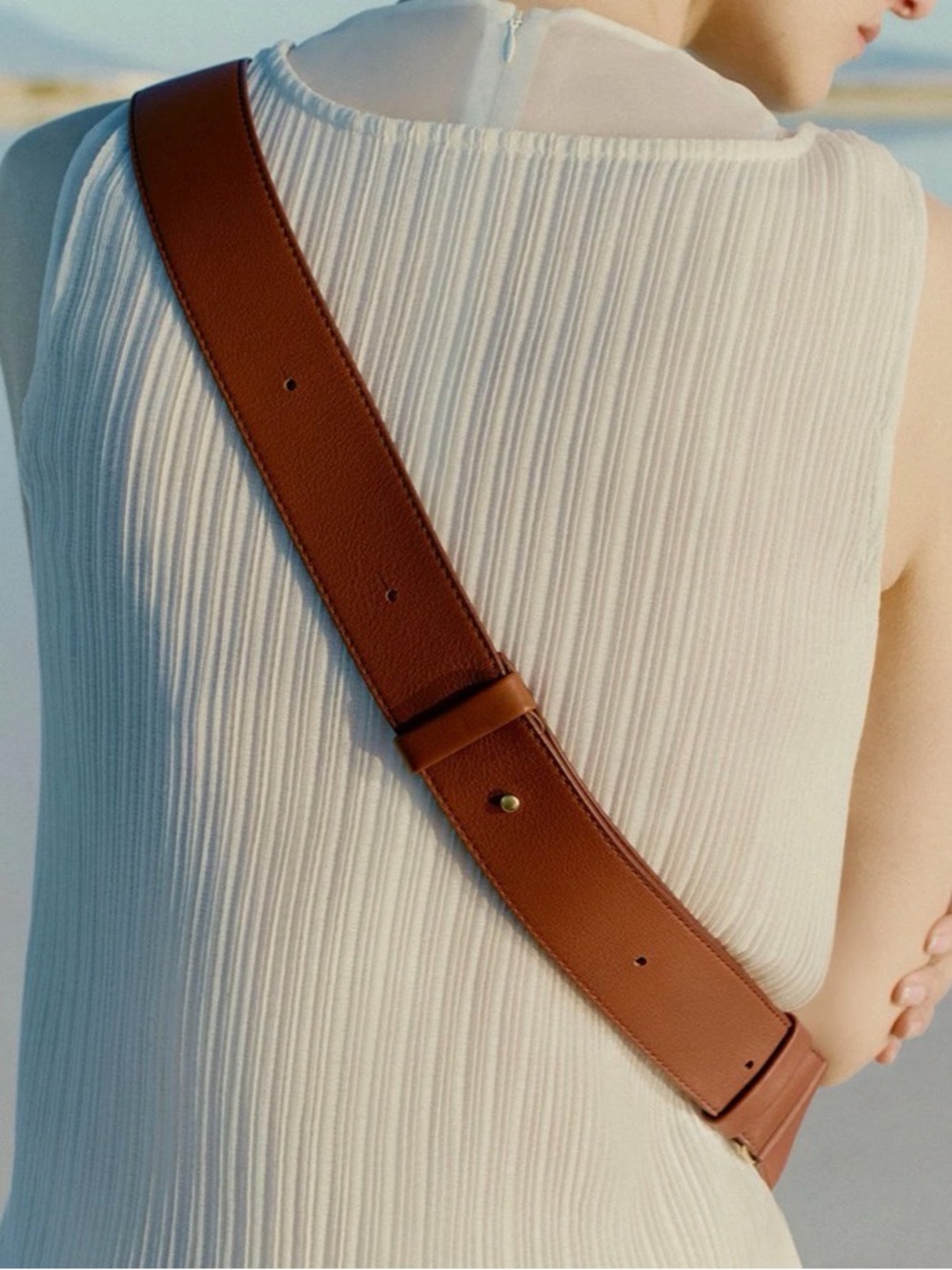 Curved Leather Belt Bag in Warm Cognac - Picture 3 of 11
